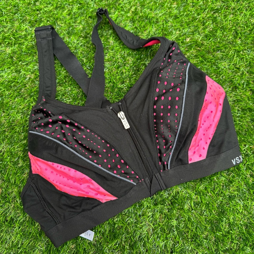 Victoria’s Secret VSX Incredible Black and Pink Sports‎ Bra with Mesh Detailing